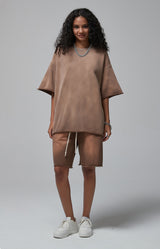 Sun Faded Wached With Distressed French Terry T-shirt and Shorts Set