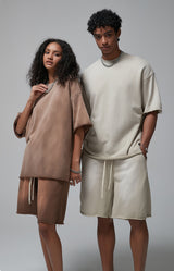 Sun Faded Wached With Distressed French Terry T-shirt and Shorts Set