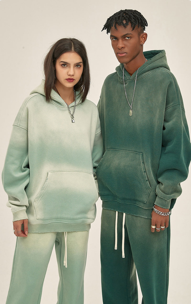 Distressed Hooded Sweatshirt 360g