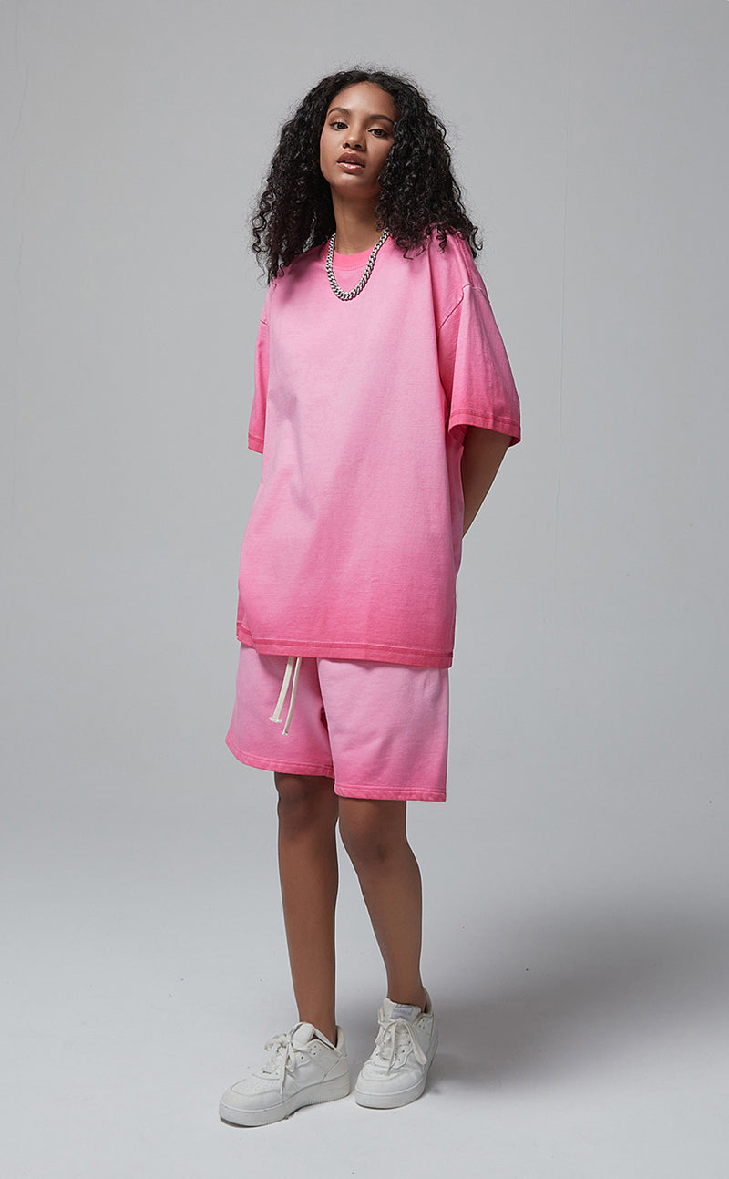 Reverse Base Color Treatment With Baking Effect Tshirt and Shorts Set