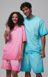 Reverse Base Color Treatment With Baking Effect Tshirt and Shorts Set