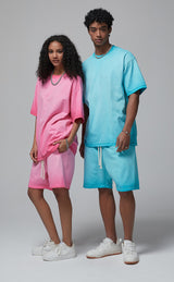 Reverse Base Color Treatment With Baking Effect Tshirt and Shorts Set