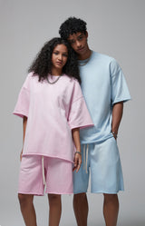 Sun Faded Wached With Distressed French Terry T-shirt and Shorts Set