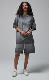 Reverse Base Color Treatment With Baking Effect Tshirt and Shorts Set