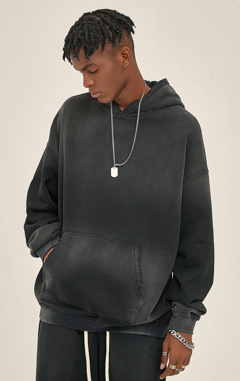 Distressed Hooded Sweatshirt 360g