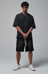 Sun Faded Wached With Distressed French Terry T-shirt and Shorts Set