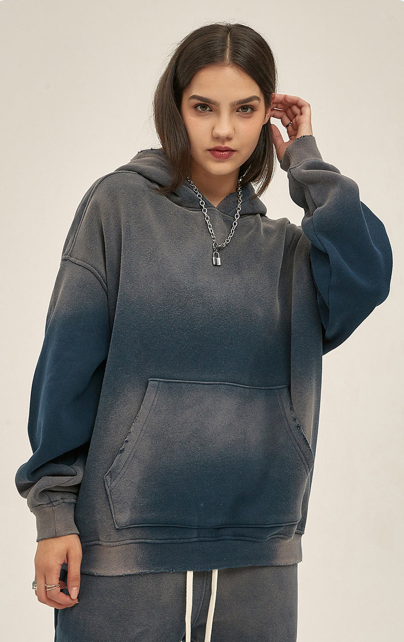 Distressed Hooded Sweatshirt 360g
