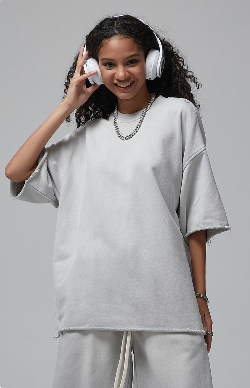 Sun Faded Wached With Distressed French Terry T-shirt 360g