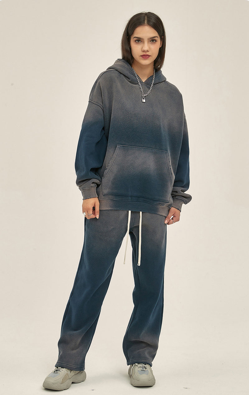 Distressed Hooded Sweatshirt 360g