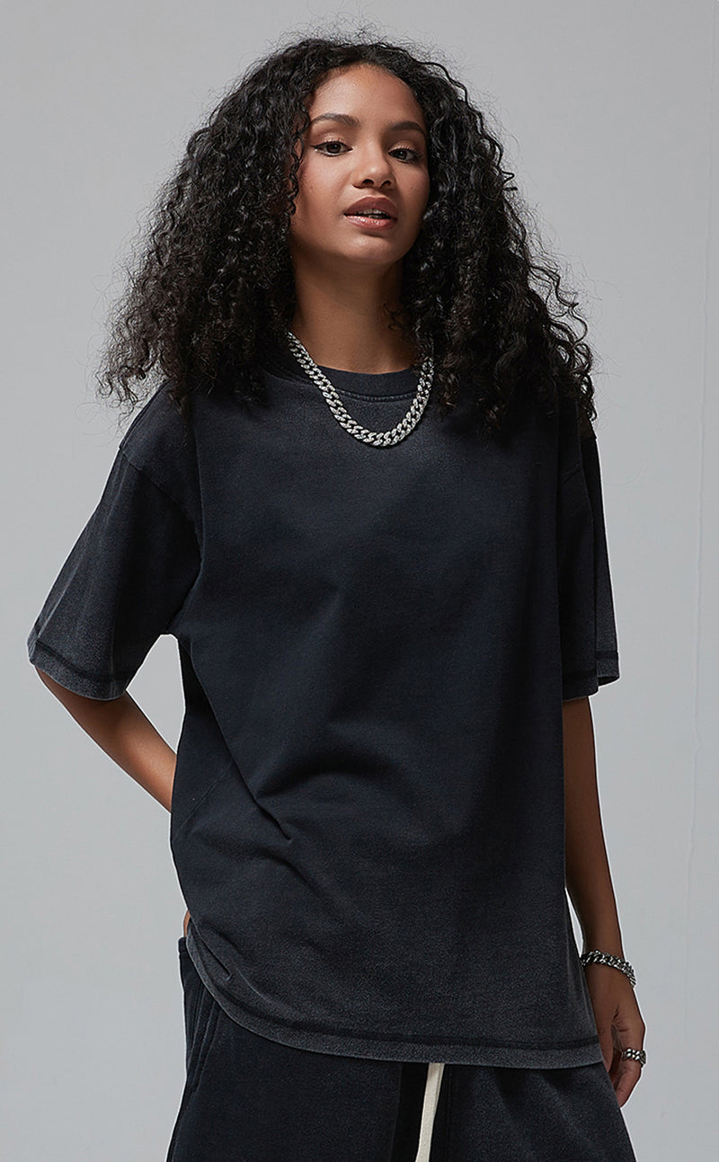 Reverse Base Color Treatment With Baking Effect Tshirt and Shorts Set