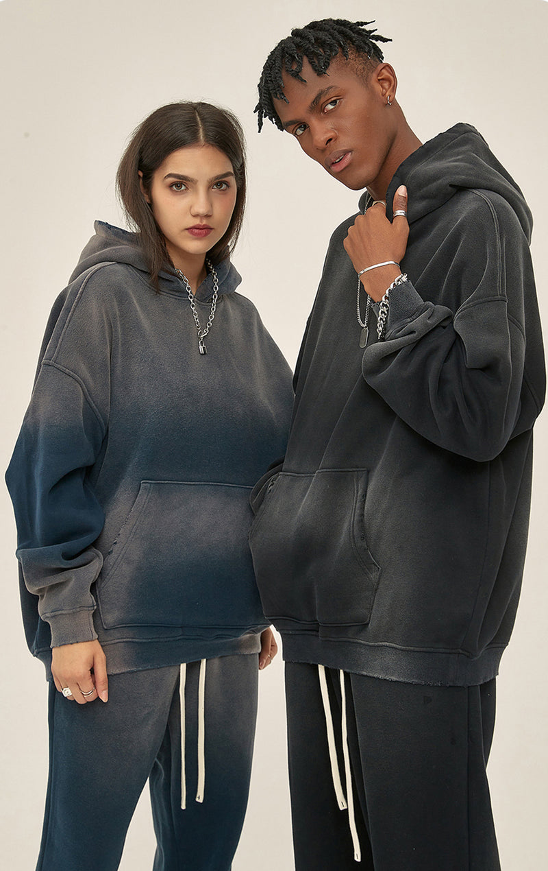 Distressed Hooded Sweatshirt 360g