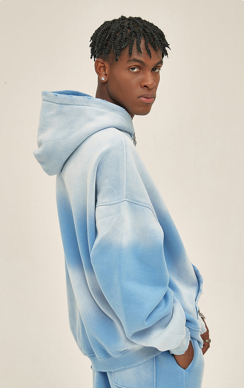 Distressed Hooded Sweatshirt 360g