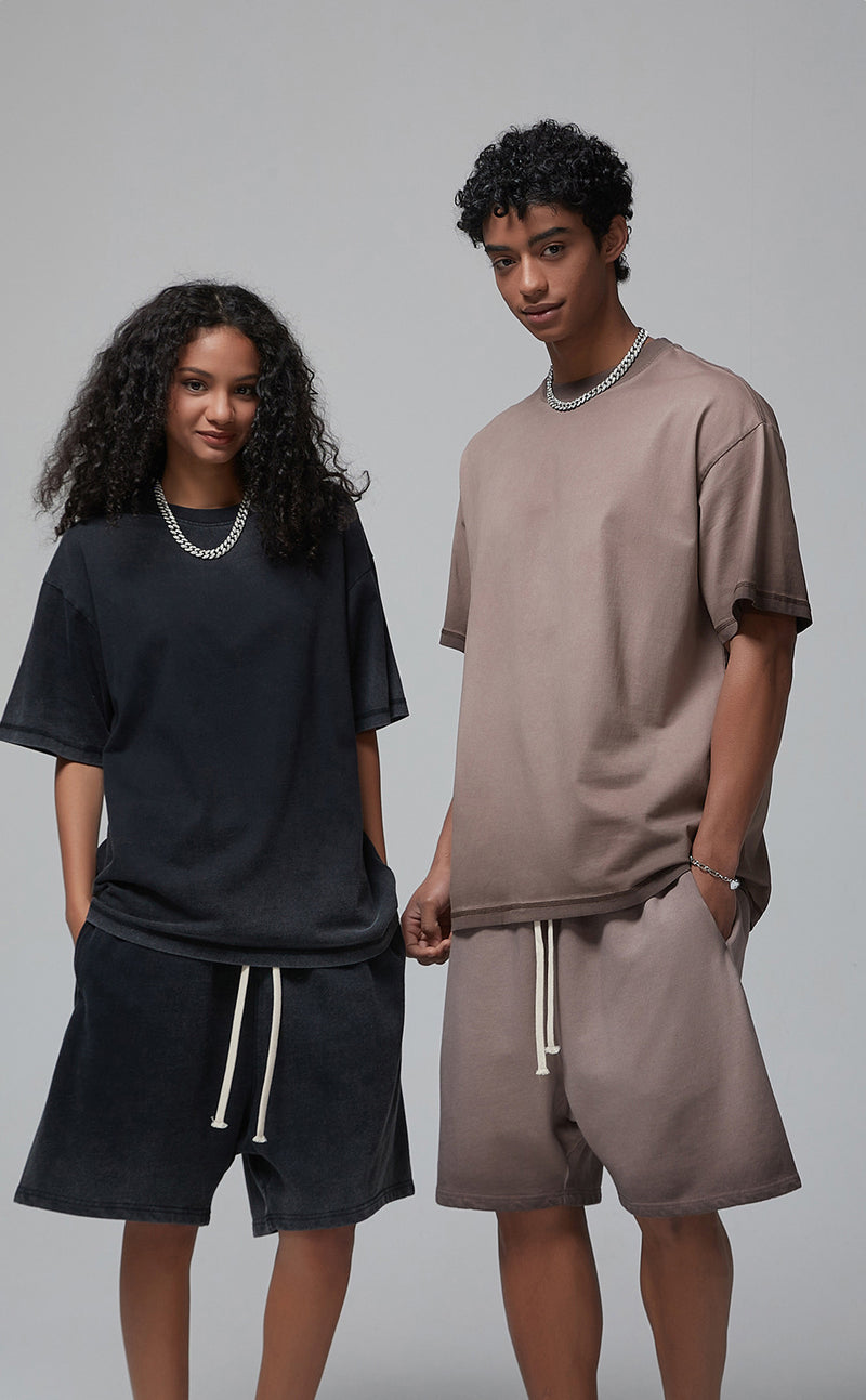 Reverse Base Color Treatment With Baking Effect Tshirt and Shorts Set