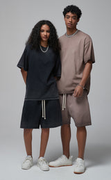 Reverse Base Color Treatment With Baking Effect Tshirt and Shorts Set