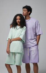 Sun Faded Wached With Distressed French Terry T-shirt and Shorts Set