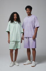 Sun Faded Wached With Distressed French Terry T-shirt and Shorts Set