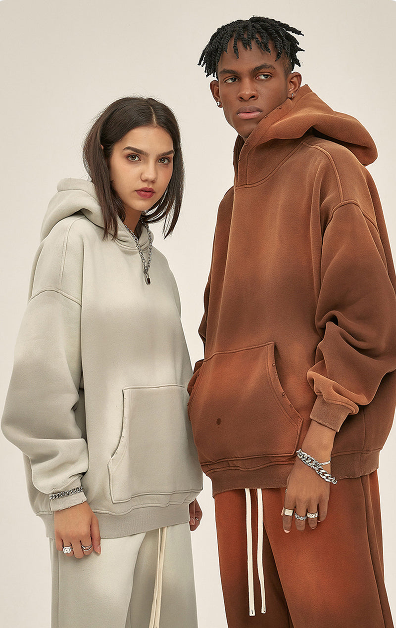 Distressed Hooded Sweatshirt 360g