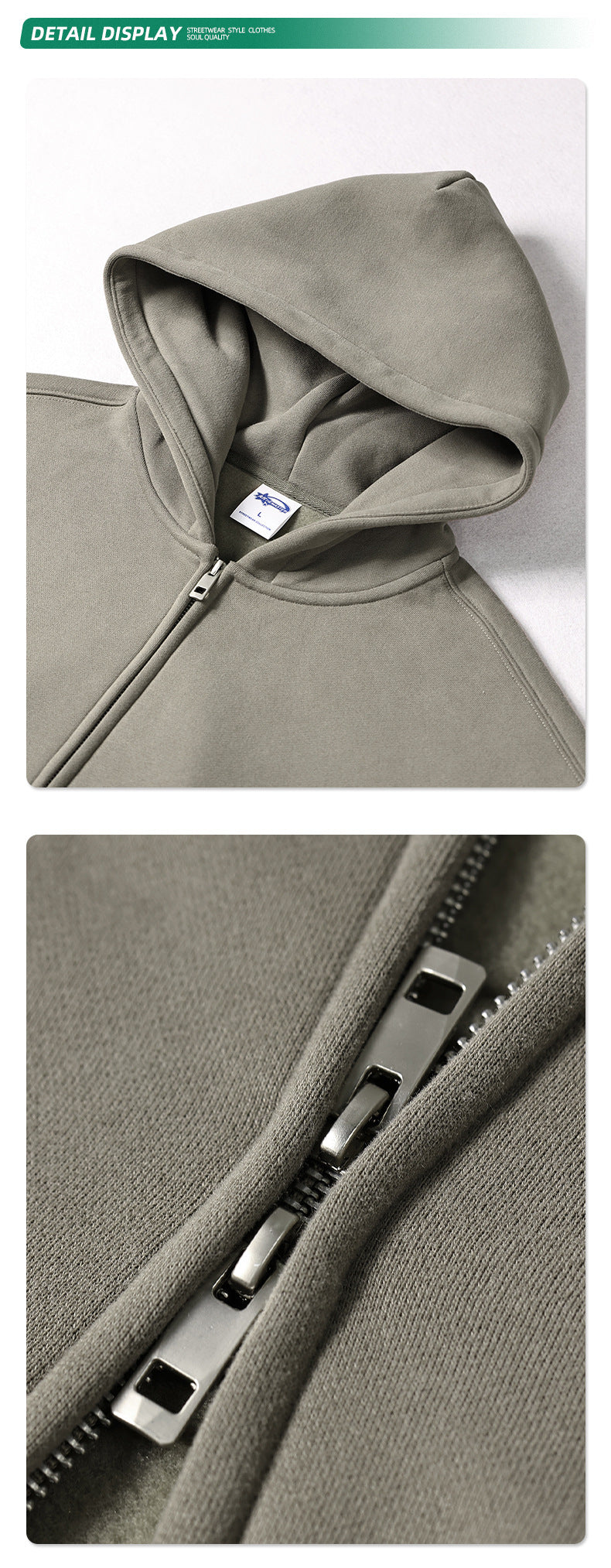 French terry with fleece zip up 345g