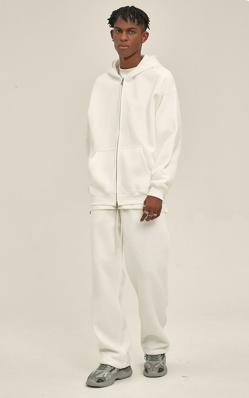 French terry with fleece zip up Sweatshirt Set 345g