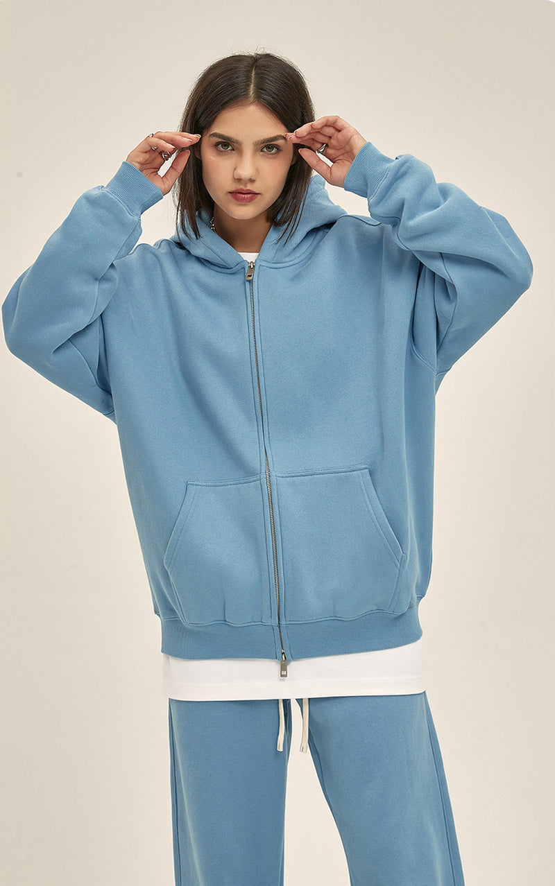 French terry with fleece zip up Sweatshirt Set 345g
