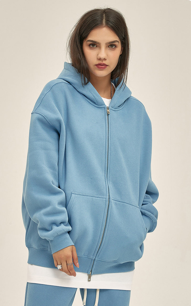 French terry with fleece zip up Sweatshirt Set 345g