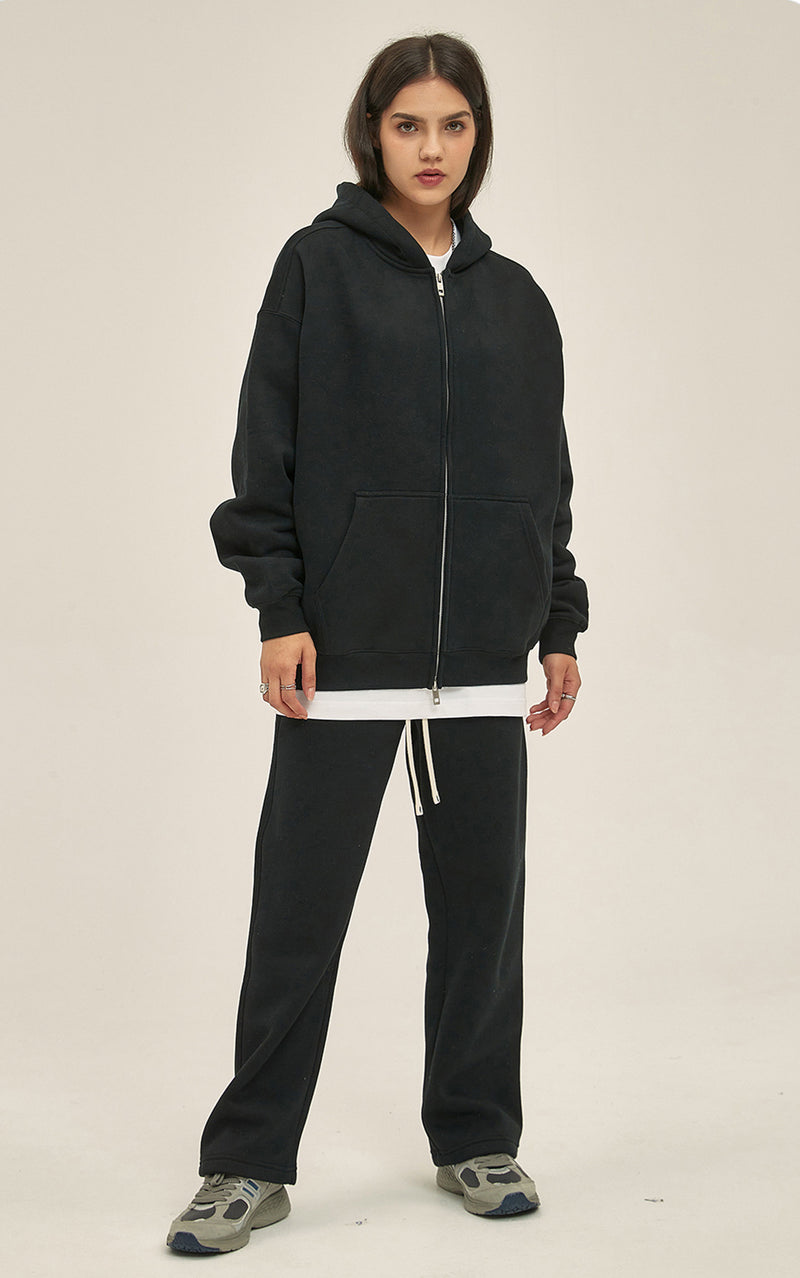 French terry with fleece zip up Sweatshirt Set 345g
