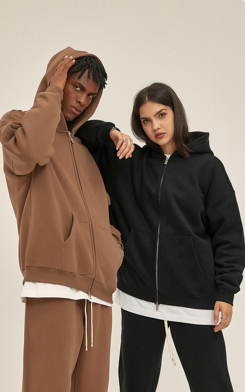 French terry with fleece zip up 345g