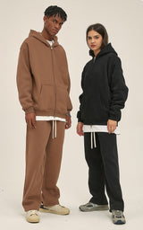 French terry with fleece zip up Sweatshirt Set 345g