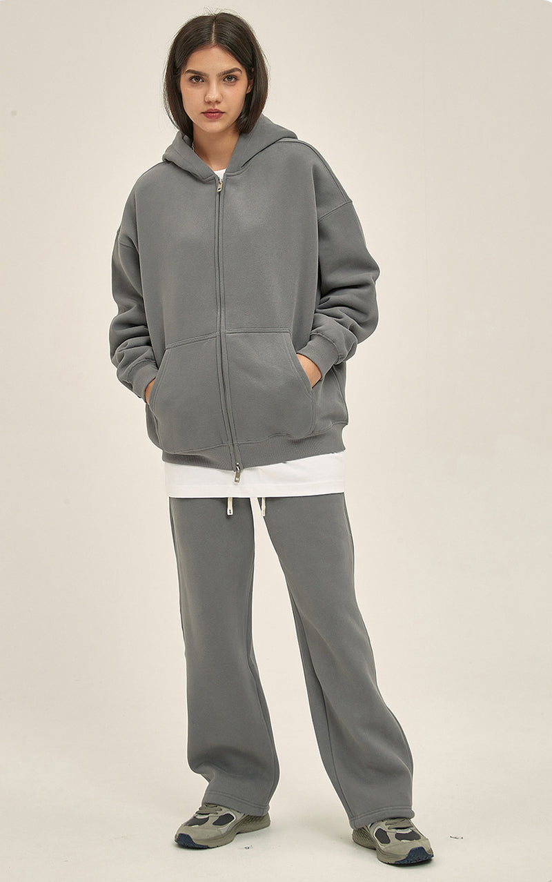 French terry with fleece zip up Sweatshirt Set 345g