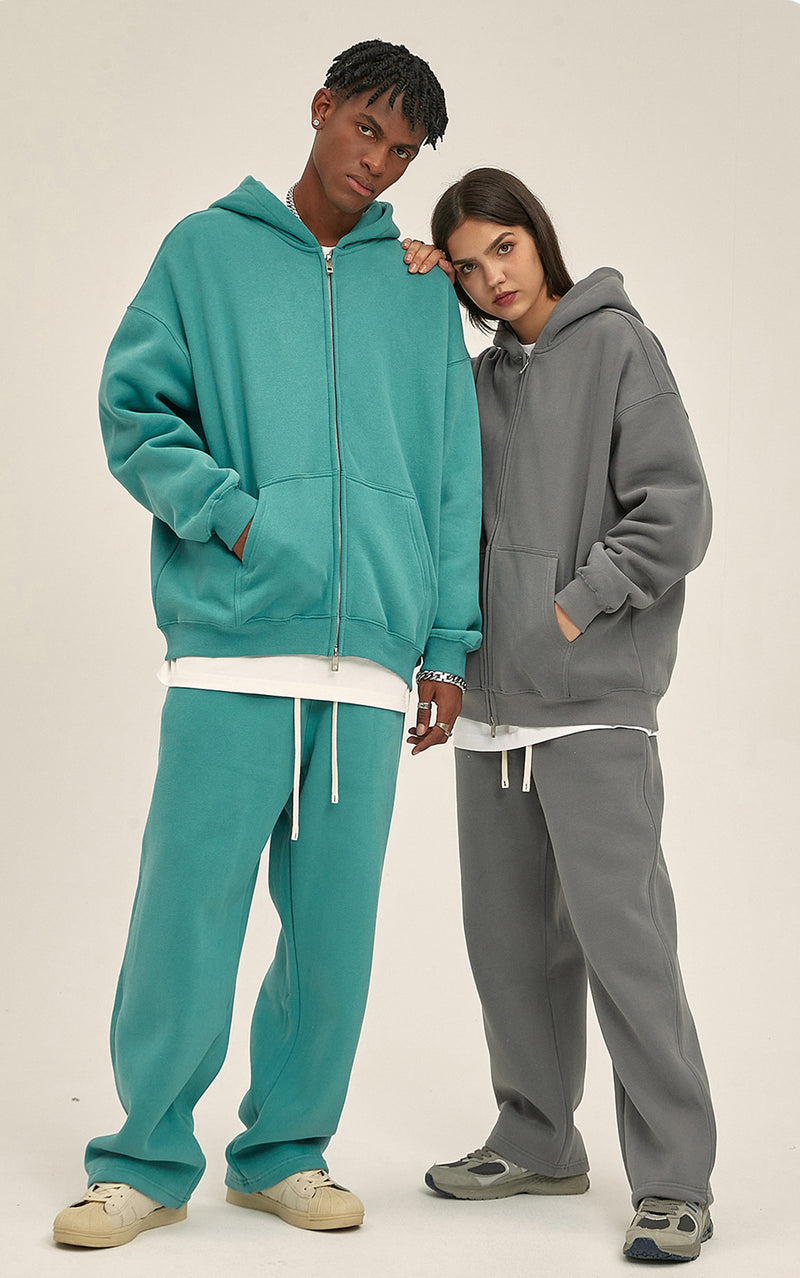 French terry with fleece zip up Sweatshirt Set 345g