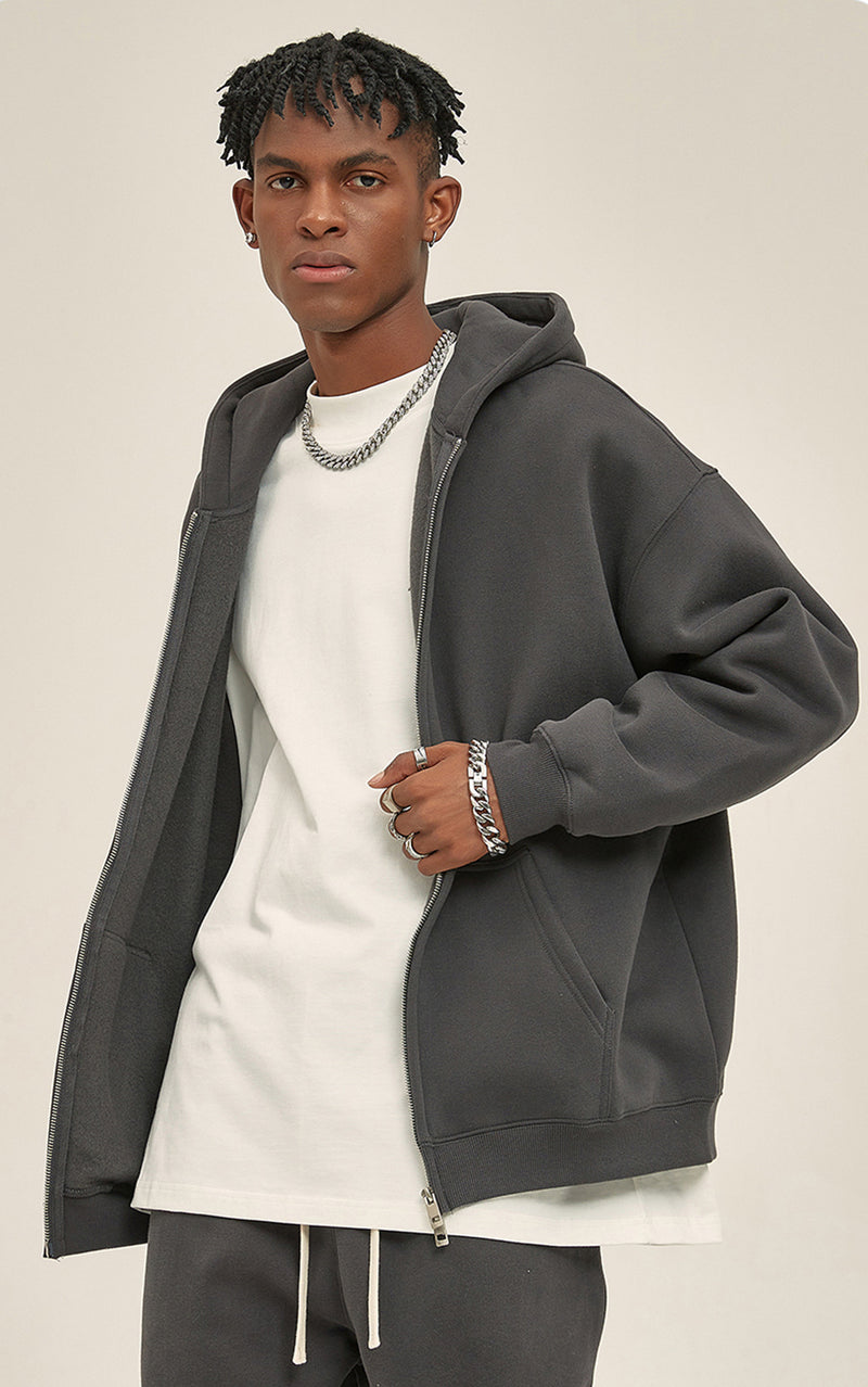 French terry with fleece zip up 345g