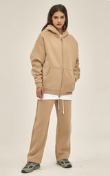 French terry with fleece zip up Sweatshirt Set 345g