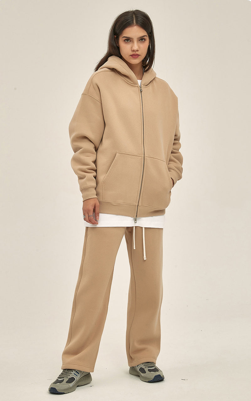 French terry with fleece zip up Sweatshirt Set 345g