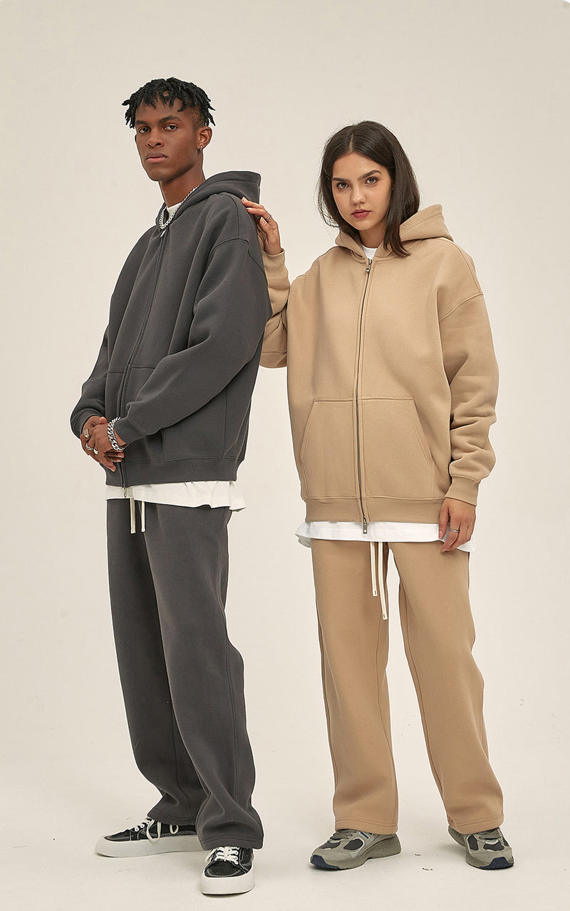 French terry with fleece zip up Sweatshirt Set 345g