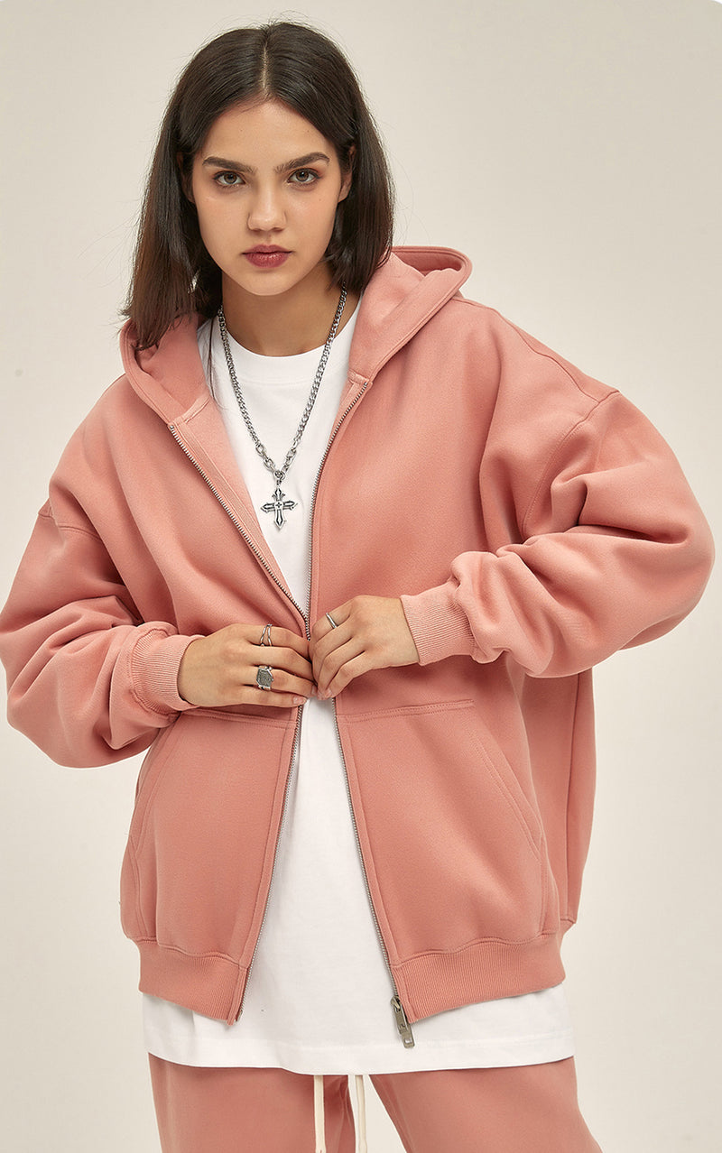 French terry with fleece zip up 345g