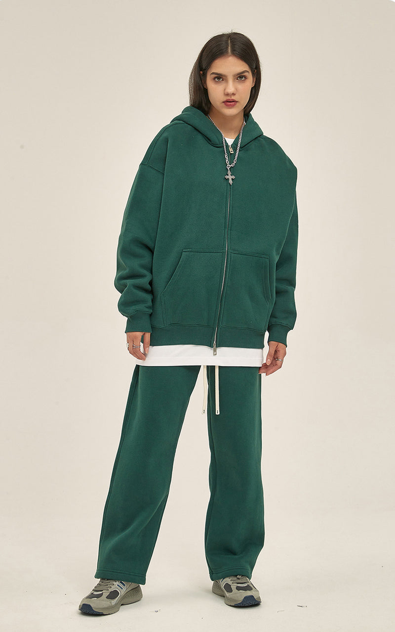 French terry with fleece zip up Sweatshirt Set 345g