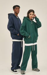 French terry with fleece zip up Sweatshirt Set 345g