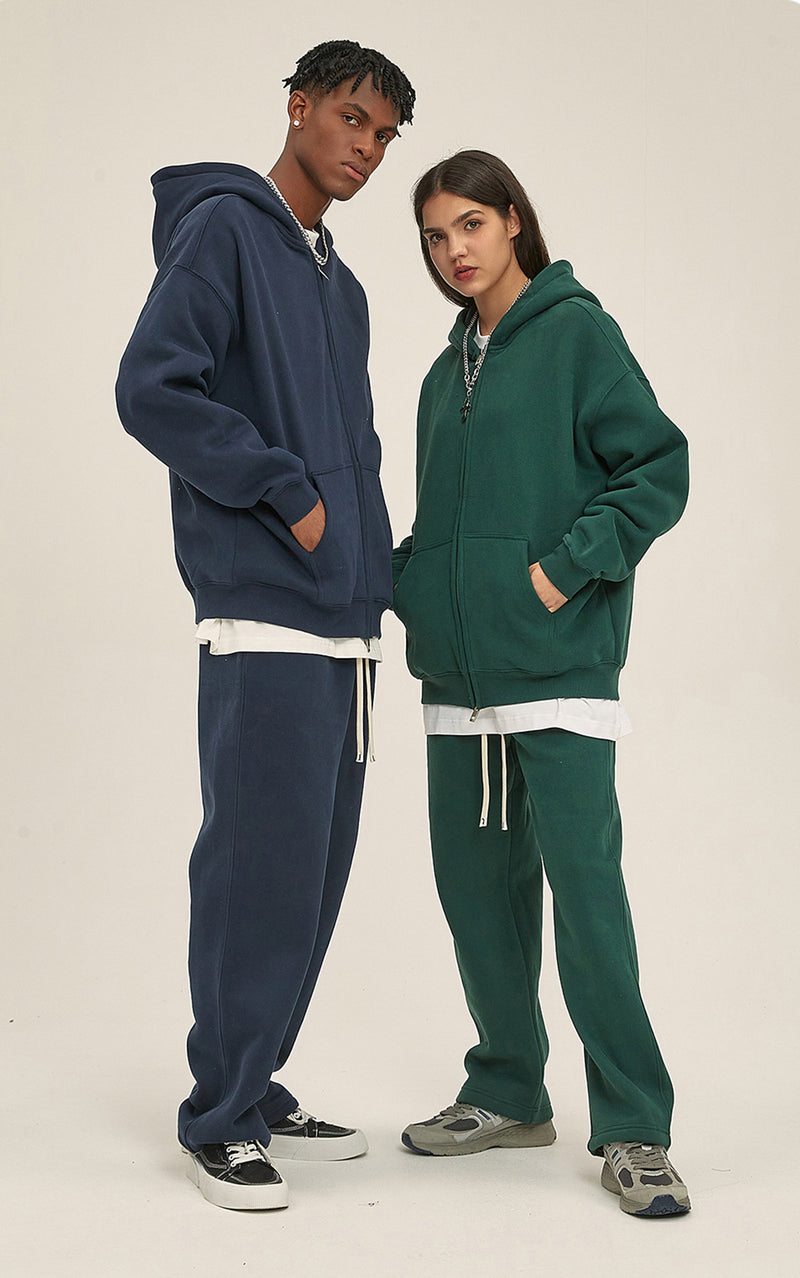 French terry with fleece zip up Sweatshirt Set 345g