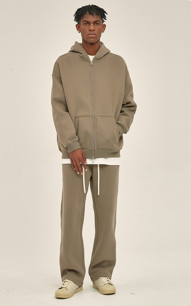 French terry with fleece zip up Sweatshirt Set 345g