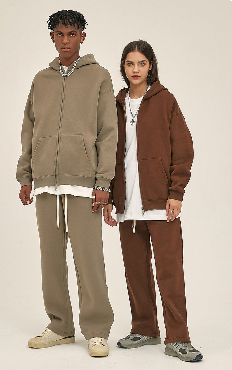 French terry with fleece zip up 345g