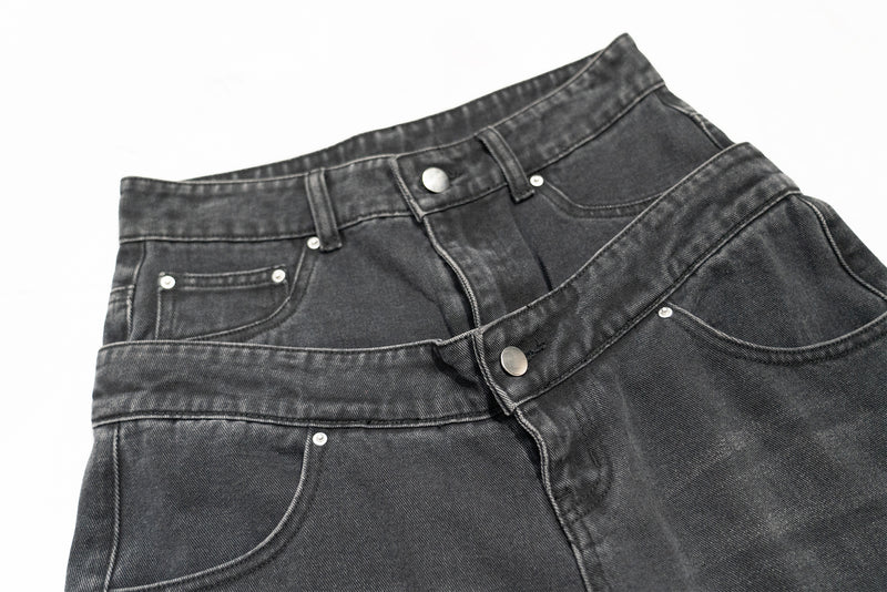 Double Waist Distressed Jean
